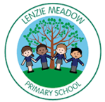 4 children standing around a tree with Lenzie Meadow Primary School written around the image